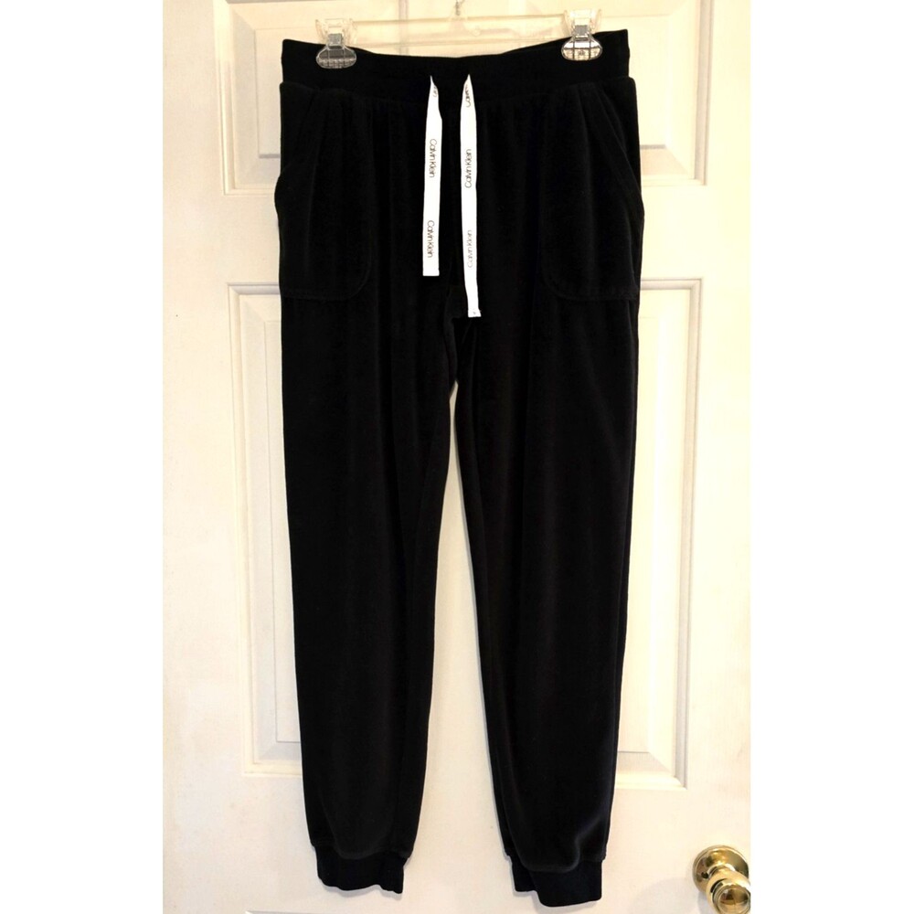 Calvin Klein Pants Joggers Sleep/Lounge Athletic Wear Womens M Soft Black Velour